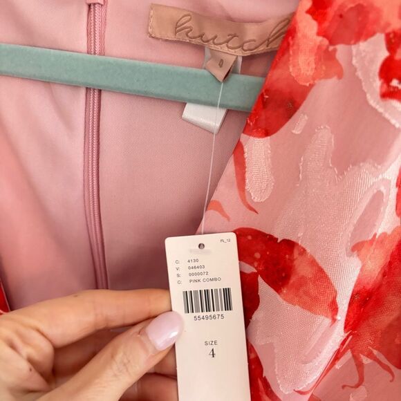 NWT ANTHROPOLOGIE HUTCH Floral V Neck Flared Bell Sleeve Mini Dress Amora 4 - Picture 4 of 5